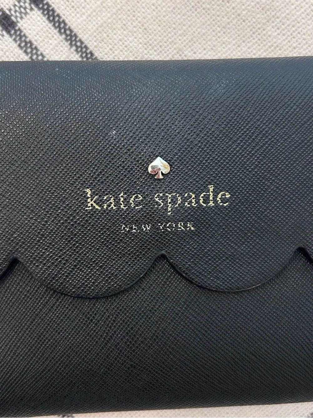 Kate Spade Black Flap Wallet with Scalloped Edge